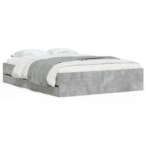 vidaXL Cadre de lit avec tiroirs sans matelas gris b&eacute;ton 135x190 cm