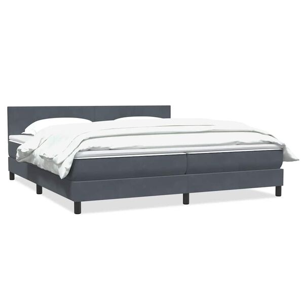 vidaXL Sommier &agrave; lattes de lit et matelas gris fonc&eacute; 180x210cm velours