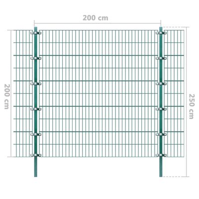 vidaXL Panneau de clôture et poteaux Fer enduit de poudre 6x2 m Vert