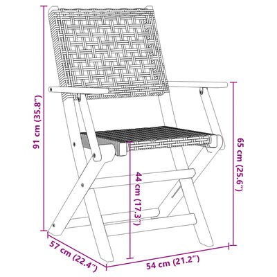 vidaXL Chaises de jardin lot de 2 beige bois massif d'acacia et rotin