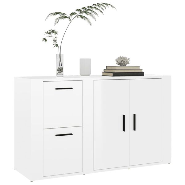 vidaXL Buffet Blanc brillant 100x33x59,5 cm Bois d'ing&eacute;nierie