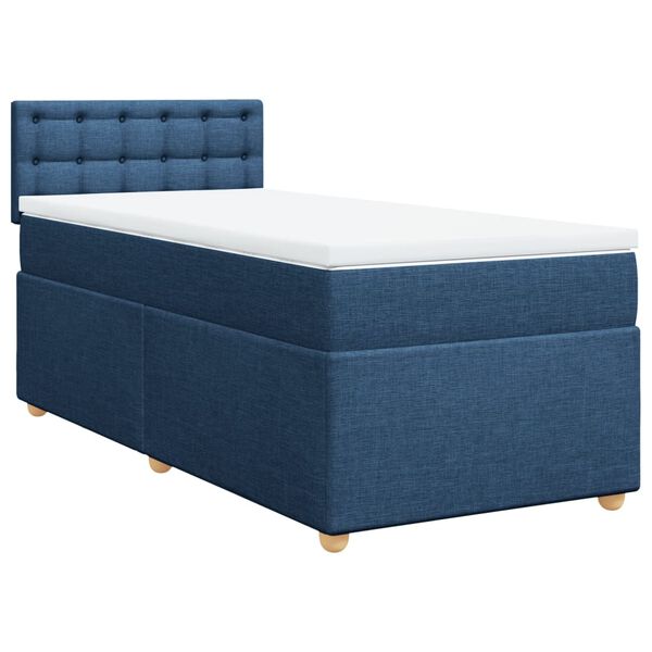 vidaXL Sommier &agrave; lattes de lit avec matelas Bleu 100x200 cm Tissu