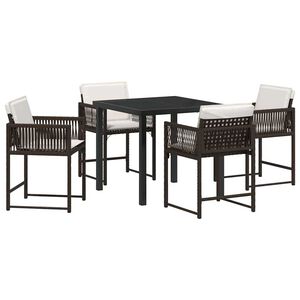 vidaXL Ensemble de salle &agrave; manger pour jardin 5 pcs Marron polyrotin