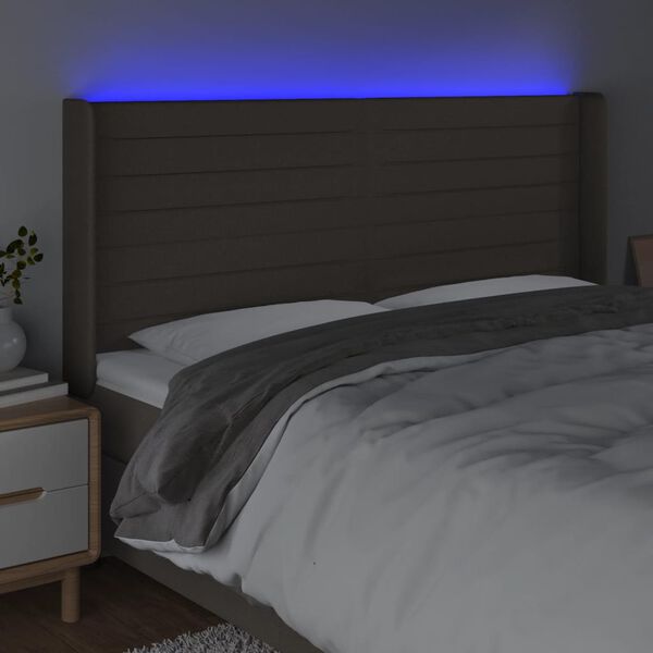 vidaXL T&ecirc;te de lit &agrave; LED Taupe 203x16x118/128 cm Tissu