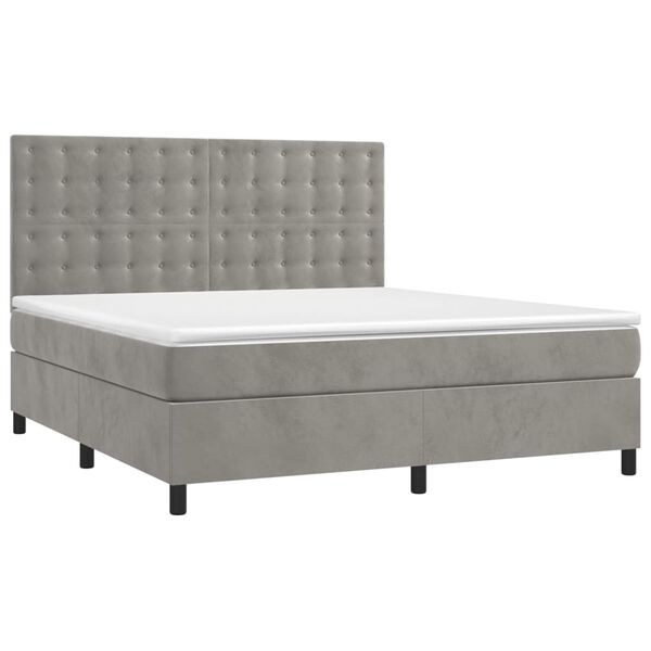 vidaXL Sommier &agrave; lattes de lit matelas et LED Gris clair 180x200 cm