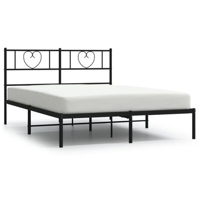 vidaXL Cadre de lit métal sans matelas avec tête de lit noir 140x200cm