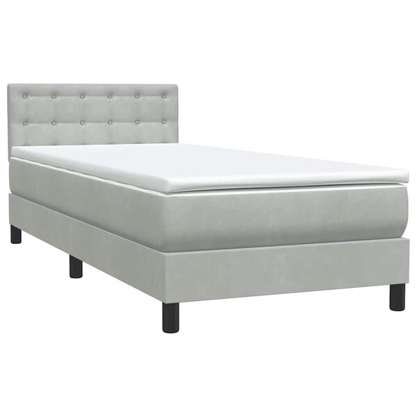 vidaXL Sommier &agrave; lattes de lit et matelas gris clair 90x210 cm velours