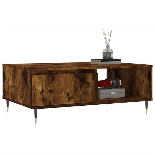 vidaXL Table basse ch&ecirc;ne fum&eacute; 90x60x35 cm bois d'ing&eacute;nierie