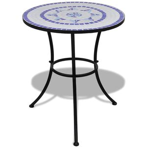 vidaXL Table de bistro Bleu et blanc 60 cm Mosa&iuml;que