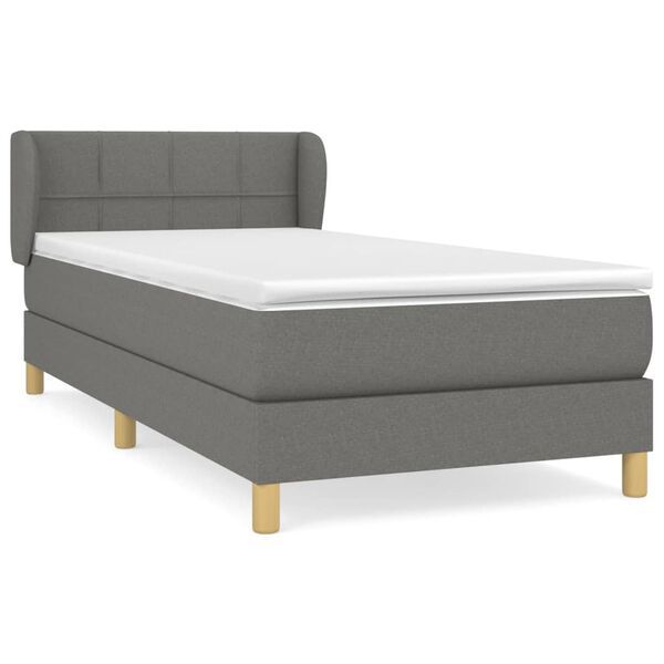 vidaXL Sommier &agrave; lattes de lit avec matelas Gris fonc&eacute; 80x200 cm Tissu