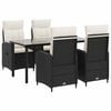 vidaXL Ensemble de salle &agrave; manger pour jardin 5 pc Noir et blanc cr&egrave;me