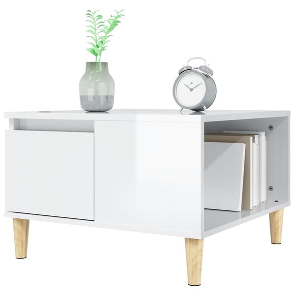 vidaXL Table basse blanc brillant 55x55x36,5 cm bois d'ing&eacute;nierie