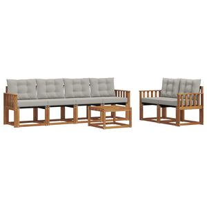 vidaXL Ensemble de canap&eacute;s d'ext&eacute;rieur 7 pc Gris Naturel et Clair