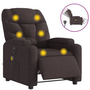 vidaXL Fauteuil de massage inclinable &eacute;lectrique Marron fonc&eacute; Tissu