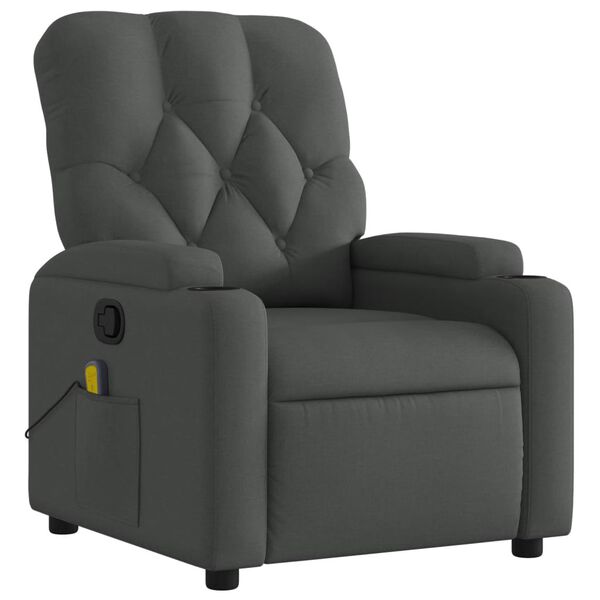 vidaXL Fauteuil de massage inclinable gris fonc&eacute; tissu