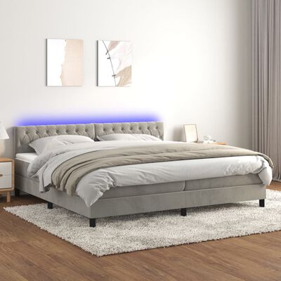 vidaXL Sommier à lattes de lit avec matelas LED Gris clair 200x200 cm