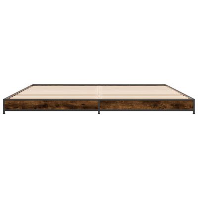 vidaXL Cadre de lit chêne fumé 200x200 cm bois d'ingénierie et métal