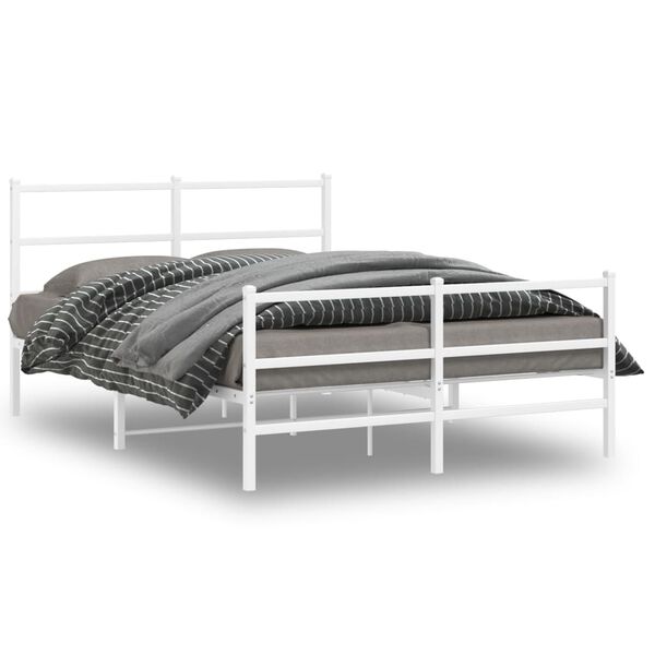 vidaXL Cadre de lit m&eacute;tal sans matelas et pied de lit blanc 140x200 cm