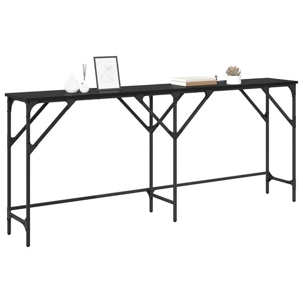 vidaXL Table console Ch&ecirc;ne noir 180 x 30 x 75 cm Bois d'ing&eacute;nierie