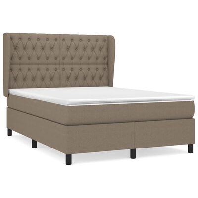 vidaXL Sommier à lattes de lit avec matelas Taupe 140x190 cm Tissu