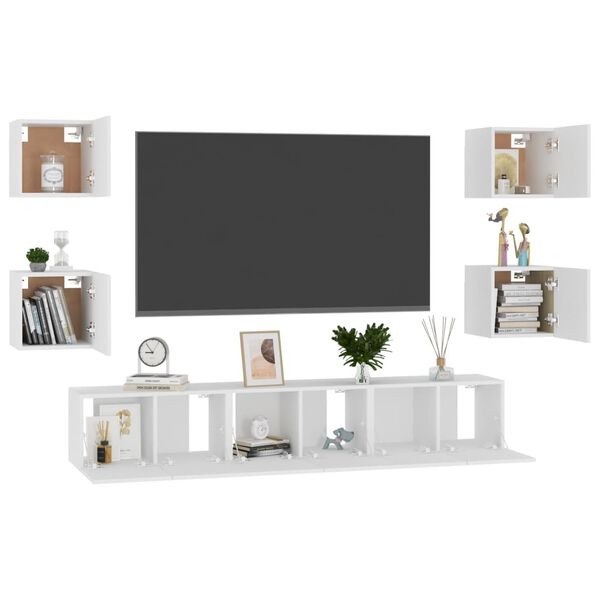 vidaXL Ensemble de meubles TV 7 pcs Blanc Bois d'ing&eacute;nierie