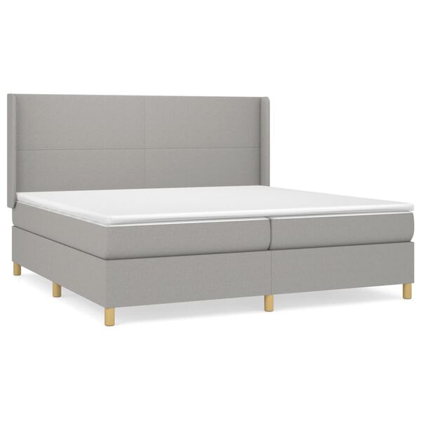 vidaXL Sommier &agrave; lattes de lit avec matelas Gris clair 200x200cm Tissu