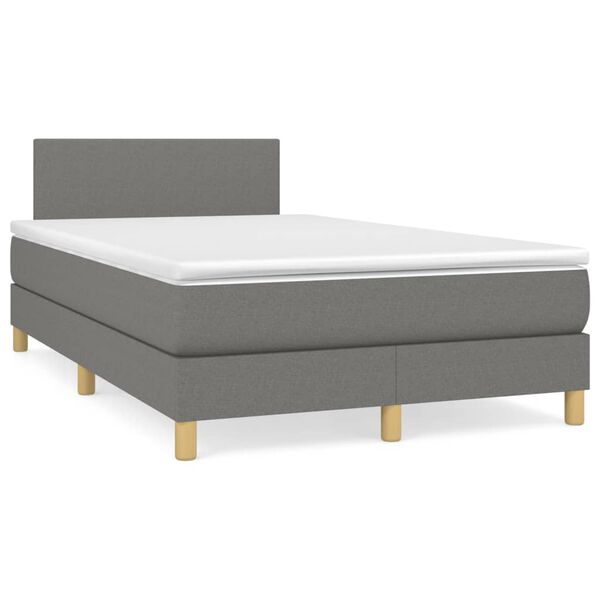 vidaXL Sommier &agrave; lattes de lit avec matelas Gris fonc&eacute; 120x200cm Tissu