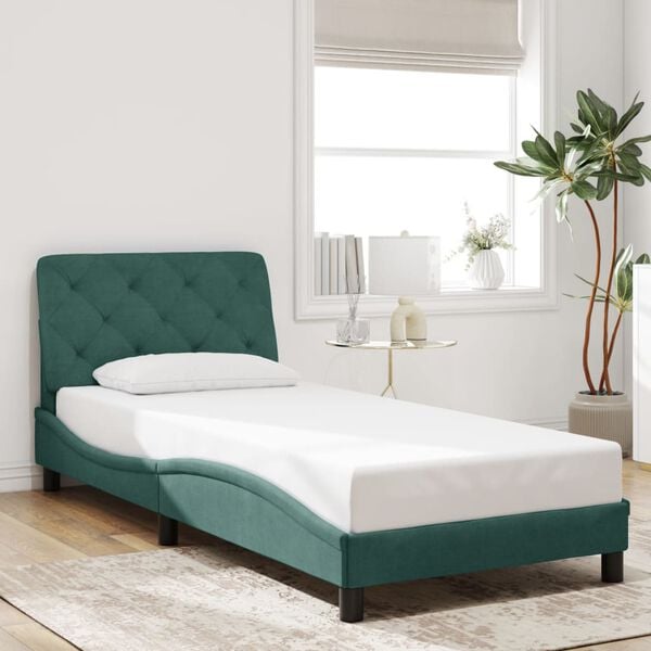 vidaXL Cadre de lit sans matelas vert fonc&eacute; 90x200 cm velours