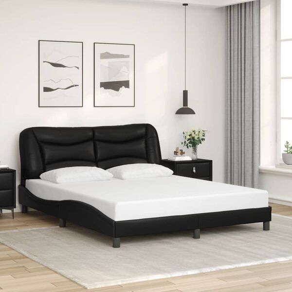 vidaXL Cadre de lit sans matelas Hvar noir 160x200 cm similicuir