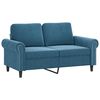 vidaXL Canap&eacute; 2 places avec oreillers d&eacute;coratifs bleu 120 cm velours