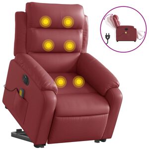 vidaXL Fauteuil inclinable de massage &eacute;lectrique rouge bordeaux