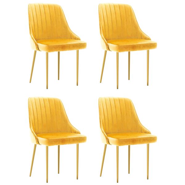 vidaXL Chaises &agrave; manger lot de 4 jaune velours