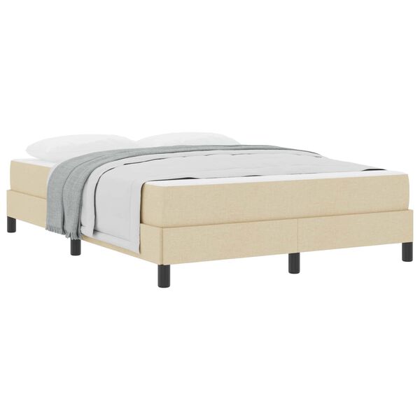 vidaXL Lit &agrave; ressorts avec matelas Cr&egrave;me 140 x 200 cm tissu