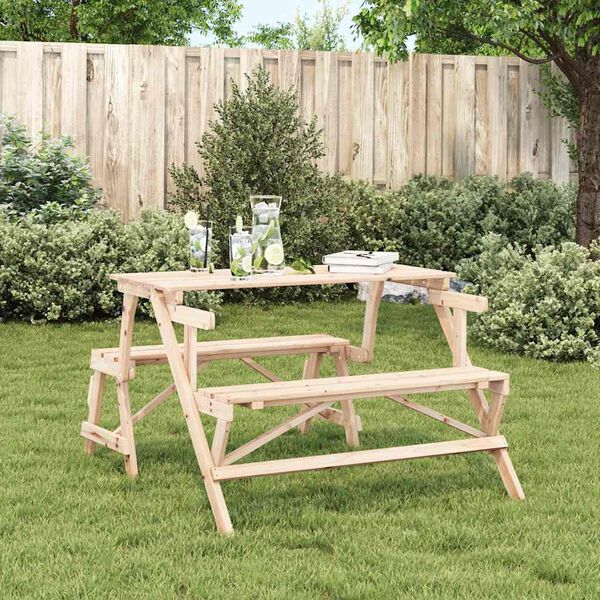 vidaXL Table de pique-nique avec bancs sapin massif 2 en 1 convertible