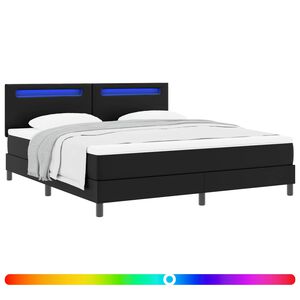 vidaXL Lit &agrave; ressorts avec matelas Noir 180 x 200 cm Simili cuir