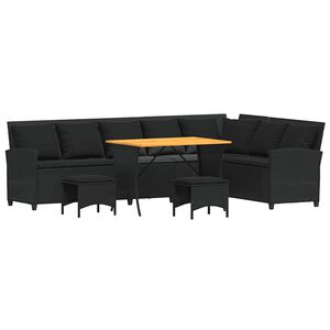 vidaXL Salon de jardin 4 pcs avec coussins forme L noir r&eacute;sine tress&eacute;e