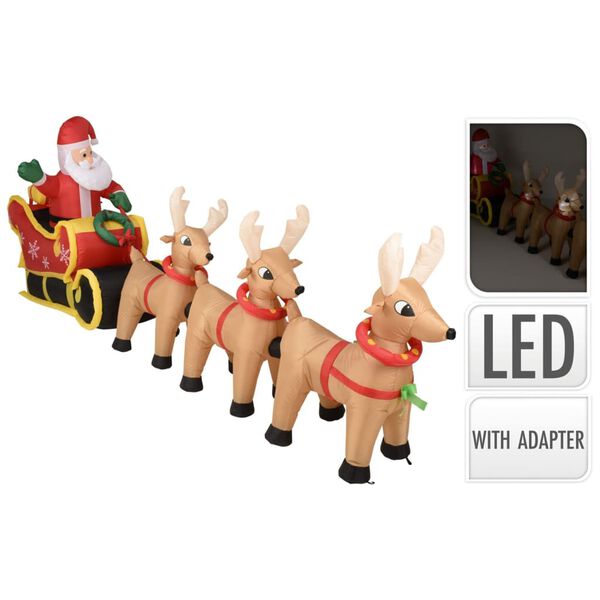 Ambiance P&egrave;re No&euml;l gonflable &agrave; LED avec tra&icirc;neau 340 cm