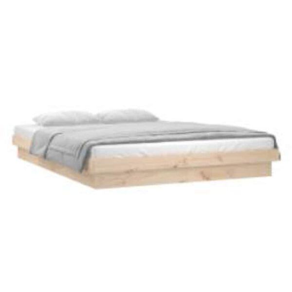 vidaXL Cadre de lit &agrave; LED sans matelas 140x200 cm bois massif