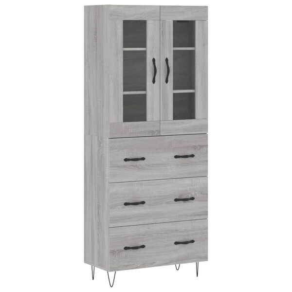 vidaXL Buffet haut Sonoma gris 69,5x34x180 cm Bois d'ingénierie