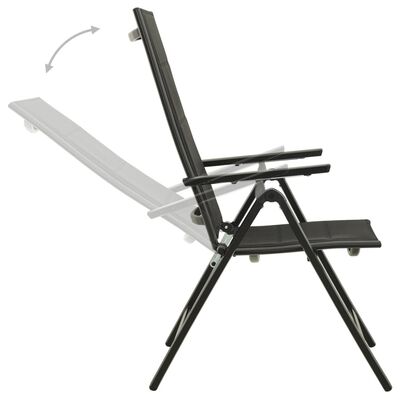 vidaXL Chaises pliables de jardin lot de 2 Textilène et aluminium Noir