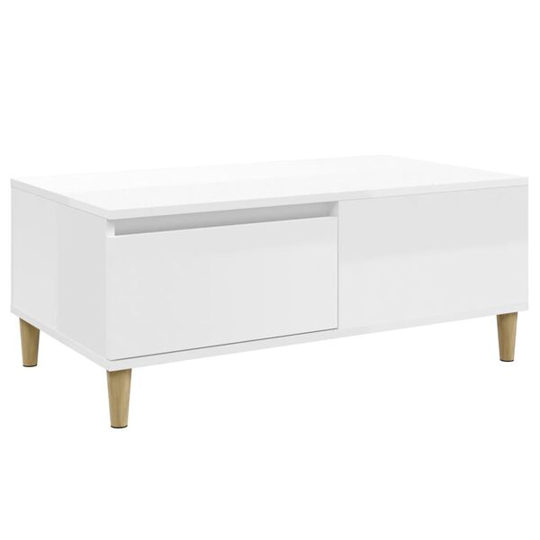 vidaXL Table basse Blanc brillant 90x50x36,5 cm Bois d'ing&eacute;nierie