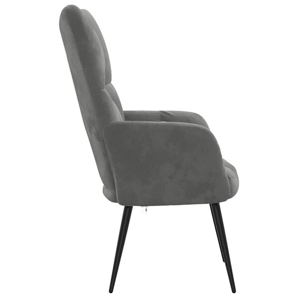 vidaXL Chaise de relaxation Gris fonc&eacute; Velours