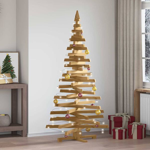 vidaXL Arbres de No&euml;l avec support Marron 180 cm Bois massif en pin