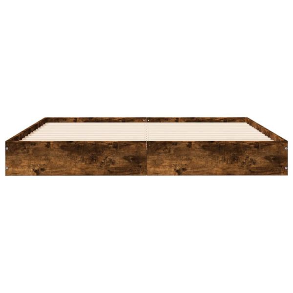vidaXL Cadre de lit sans matelas ch&ecirc;ne fum&eacute; 120x190 cm bois ing&eacute;nierie