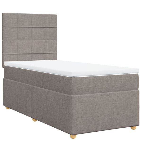 vidaXL Sommier &agrave; lattes de lit avec matelas Taupe 90x190 cm Tissu