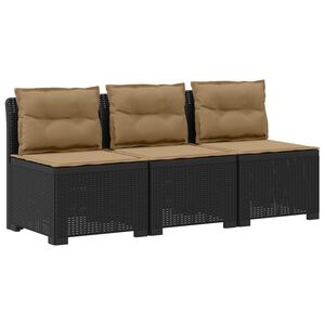 vidaXL Canap&eacute; de jardin 3 places avec coussins look rattan 3 place PP
