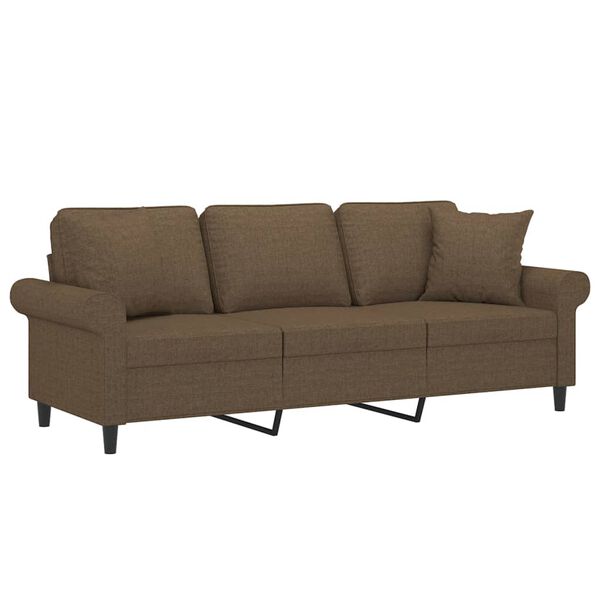 vidaXL Canap&eacute; 3 places et oreillers et coussins Marron 180 cm Tissu