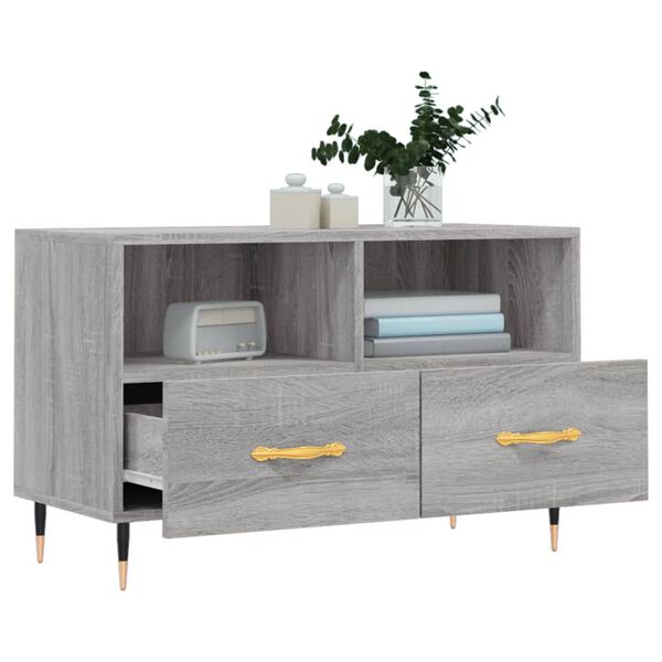 vidaXL Meuble TV Sonoma gris 80x36x50 cm Bois d'ing&eacute;nierie