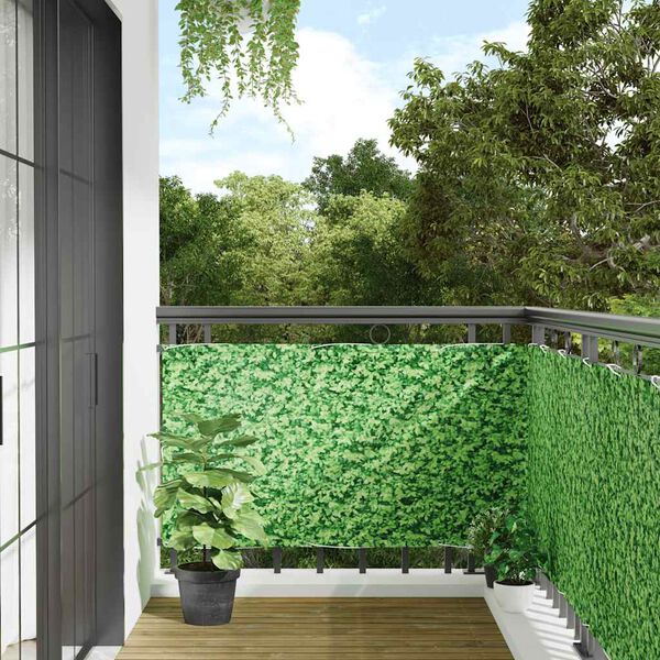 vidaXL &Eacute;cran d'intimit&eacute; de balcon aspect de plante vert 500x90 cm PVC