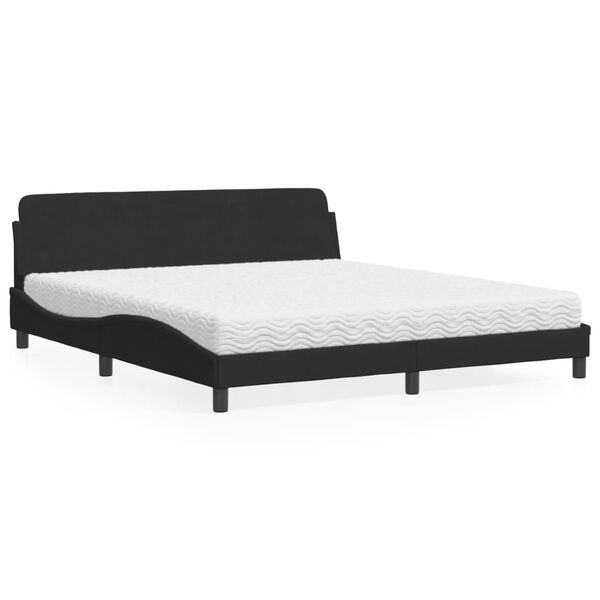 vidaXL Lit avec matelas Dover noir 180x200 cm velours